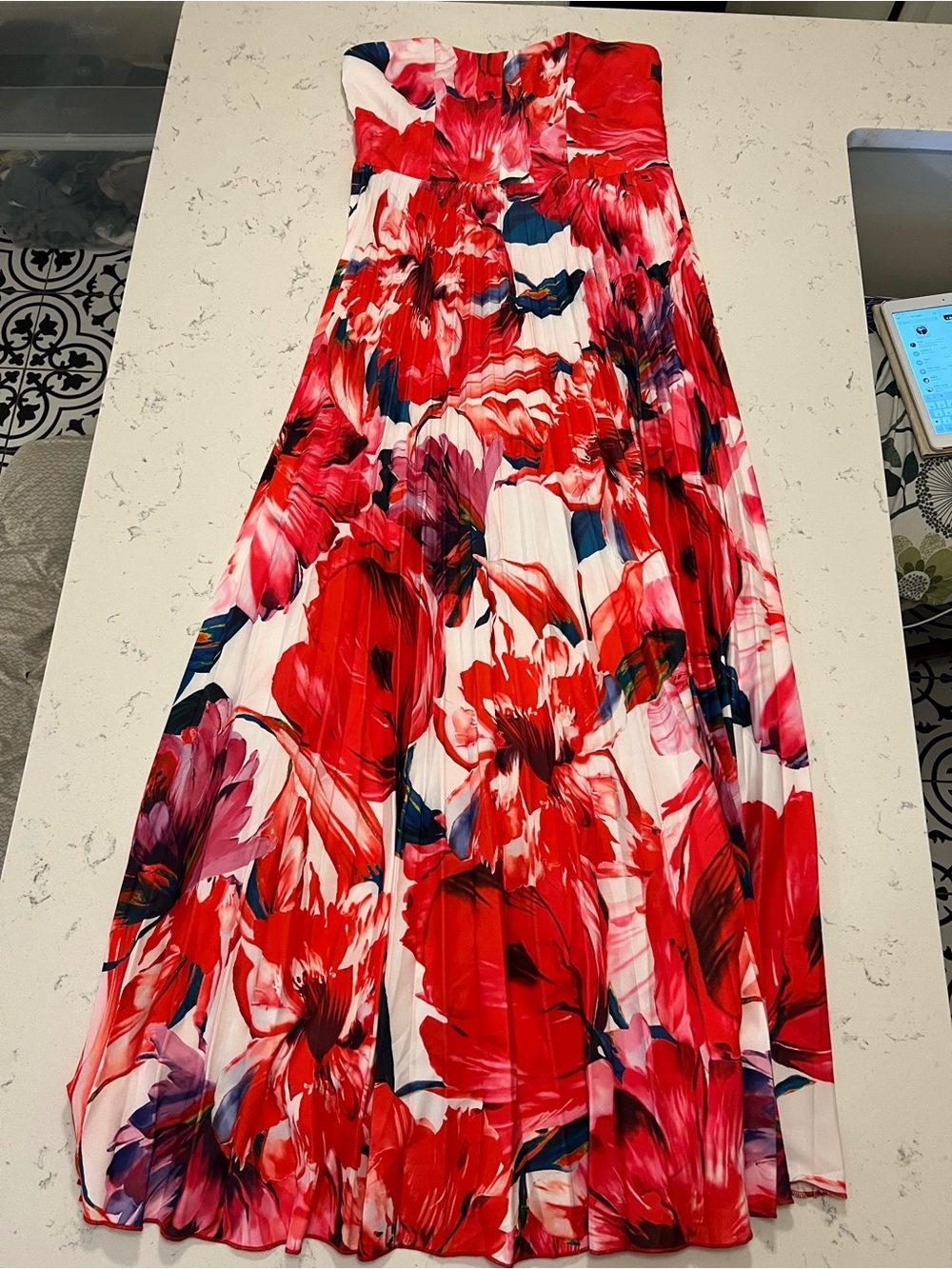 Women's Red Floral Maxi Dress